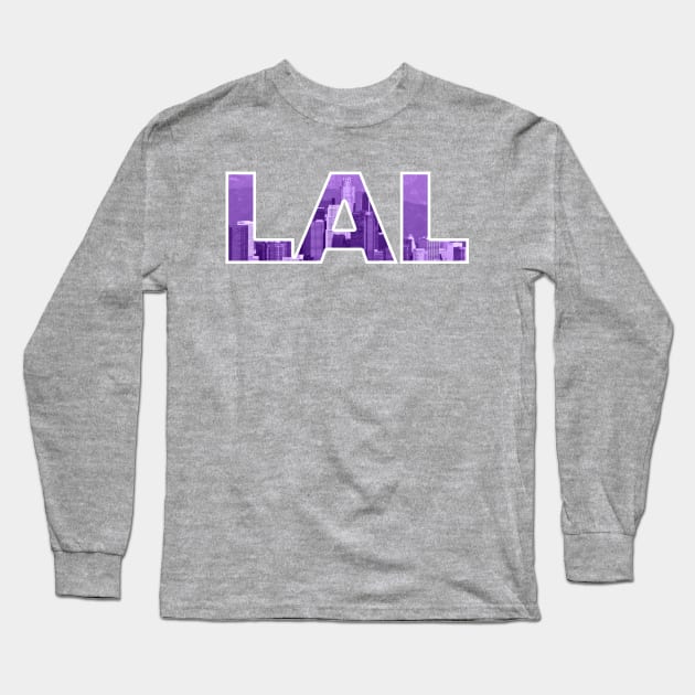 Los Angeles Lakers LAL Skyline Long Sleeve T-Shirt by StupidHead